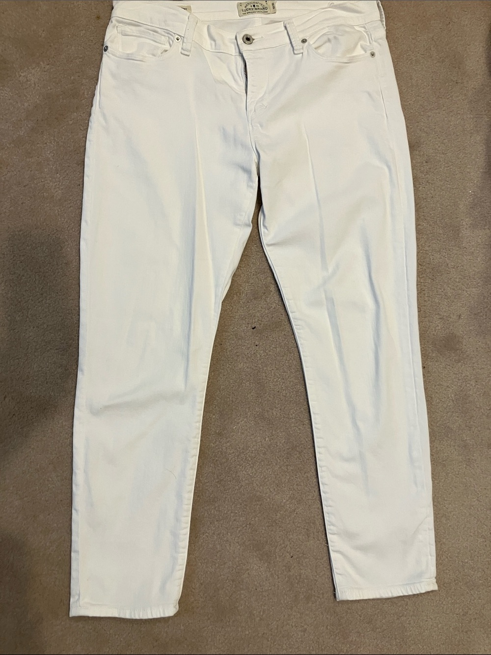 Lucky Brand White Jeans with Branded Button
